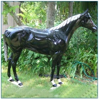 Statue d'animal en résine de décoration de jardin extérieure personnalisée, statue de cheval noir en résine de taille réelle, sculpture en fibre de verre à vendre