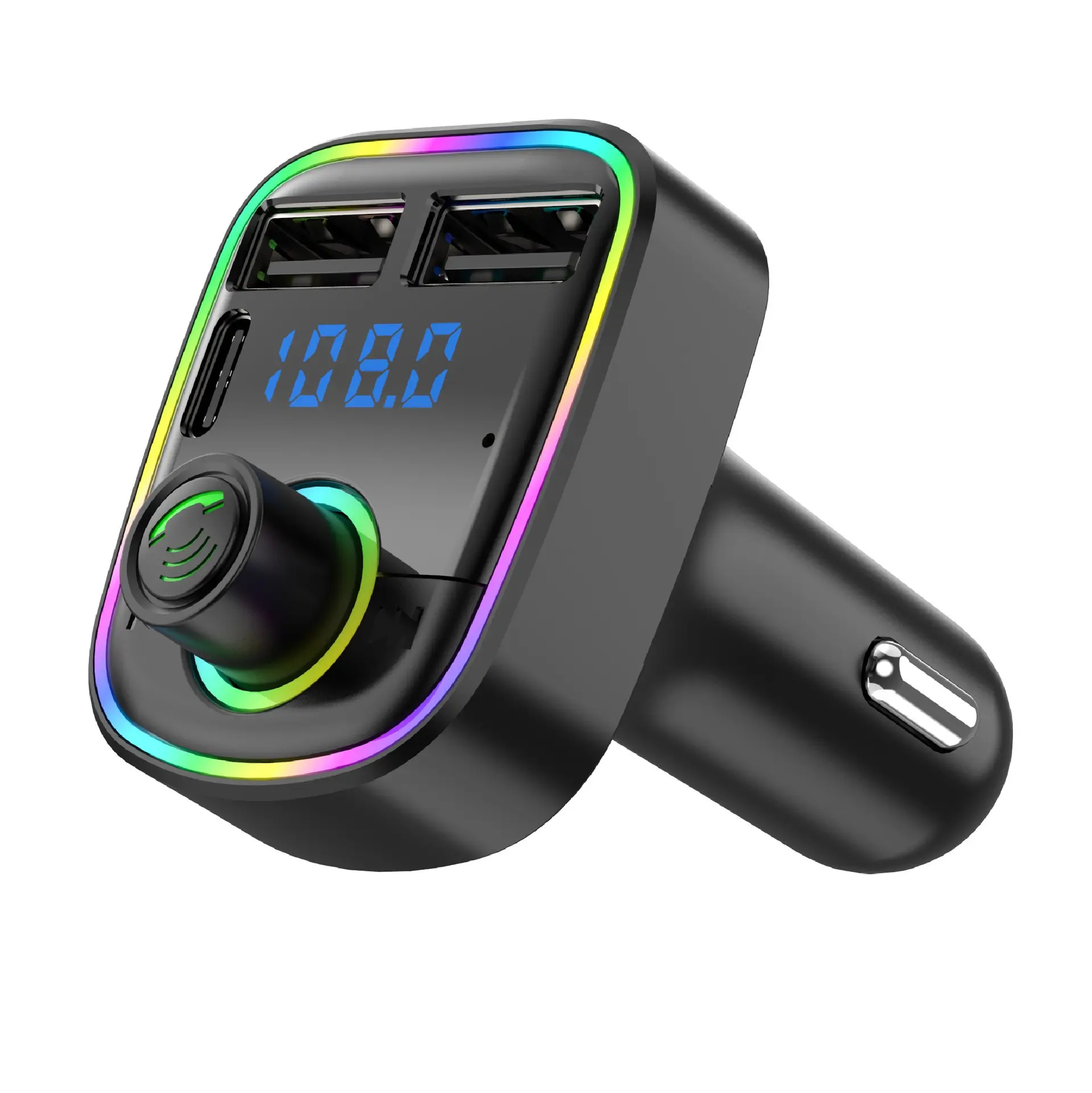 Lettore MP3 Bluetooth wireless vivavoce per auto con doppio convertitore di accendisigari con ricarica rapida USB + tipo C