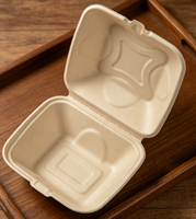 Boîte à lunch en bagasse compostable, conteneur alimentaire biodégradable en canne à sucre avec couvercle pour restaurant, pique-nique