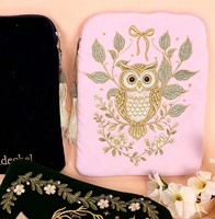Housse de livre en velours brodé avec pompon, étui pour tablette iPad à fermeture éclair, protection de livre mignonne en forme de botte de cowboy, cadeau pour lecteur