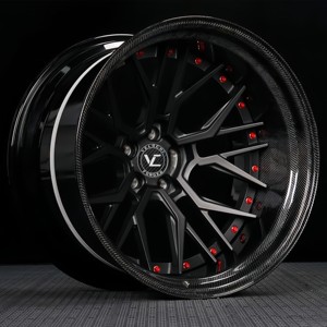 Cerchi in Lega di Alluminio T6061-t6 Forgiati in Due Pezzi Velochi Nero Opaco con Rivestimento in Fibra di Carbonio Personalizzati OEM ODM - Product Image 1
