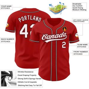 Camiseta de Béisbol Personalizada Unisex para Adultos, Transpirable, con Nombre del Equipo Bordado, Yourteams 00, Roja, Manga Corta - Product Image 2