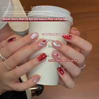 ENNISI Gel à ongles effet œil de chat, rouge cerise rose, nouveau, pailleté, à sécher avec une lampe UV
