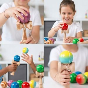 Juego de Kendama de Madera Premium, Colección con Asas de Bambú Laminado Pintadas con Degradado, Juguete de Habilidad con Bola para Niños y Adultos - Product Image 3