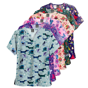 Haut de blouse imprimé respirant à manches courtes de Noë<span class=keywords><strong>l</strong></span> personnalisé de bonne qualité pour femme, ensemble infirmière, uniforme de spa - Product Image 4