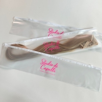 Sacs d'emballage personnalisés pour perruques, sacs en plastique transparent de luxe avec logo sur mesure pour mèches de cheveux, pochette extra longue à fermeture éclair pour extensions capillaires