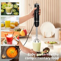 SOKANY1726 Blender Tangan Stainless Steel dengan Kontrol Tombol Tekan Kapasitas 600mL 2 Mata Pisau 300W untuk Membuat Jus & Menghancurkan