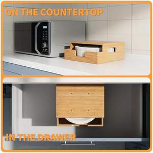 رف منظم أطباق خيزران عالي الجودة لأطباق 8-10 بوصة تحت أرفف الخزانة موزع للمنزل - Product Image 6