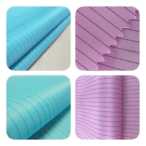 PA5/ROOSO 75D Polyester Carbon stripe twill style esd antistatic fabric for workwear uniform