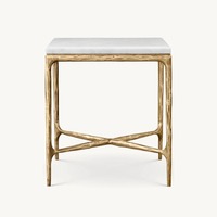 Table basse moderne personnalisée avec base en métal et plateau en marbre pour le mobilier de salon