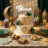902259 Decoración para Pastel Eid Mubarak, Letras Doradas, Decoración para Pastel de Ramadán, Suministros para Mesa de Postres para Festivales Musulmanes, Venta al por Mayor
