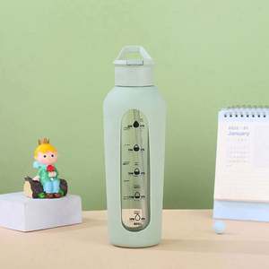 Botella de Agua Deportiva de Vidrio con Diseño Único y Motivacional, con Pajita, Libre de BPA, con Temporizador, Funda Protectora de Silicona, Apta para Lavavajillas - Product Image 4