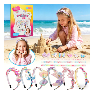 Kit de fabrication de serre-têtes pour filles en gros, avec garniture en satin et maille, autocollants étoiles et cœurs, pour cadeau créatif d'anniversaire - Product Image 2