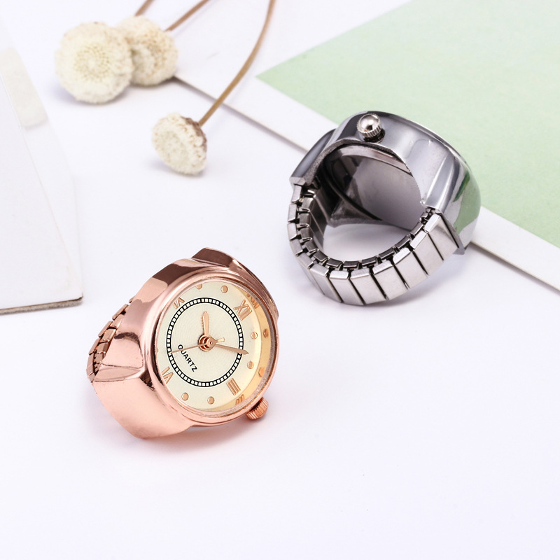 Gold Finger Ring Clock Stylish Durable Jewelry