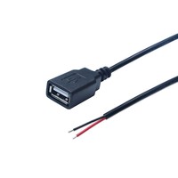 Échantillons gratuits USB 2.0 mâle femelle à 2 fils câble d'extrémité ouverte câble de charge en queue de cochon noir 0.3m 1m 2m 22awg 2464 câble