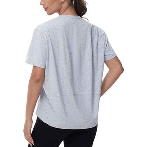 FOXA T-shirt d'entraînement à manches courtes pour femme, col rond, respirant, haut de yoga - Product Image 1