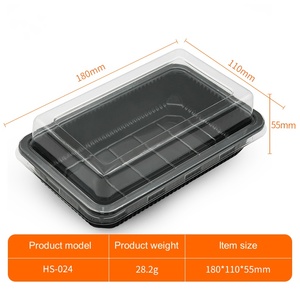 Bandeja de <span class=keywords><strong>sushi</strong></span> negra Blister Contenedor de comida de plástico Plato de servicio para llevar Bandejas de <span class=keywords><strong>sushi</strong></span> de lujo desechables Caja de embalaje con tapa - Product Image 5
