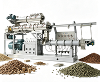 Machine à granulés d'aliments pour crevettes, production 300-500 kg/h, pour aliments flottants et coulants, avec four à vapeur à circulation et revêtement par pulvérisation sous vide