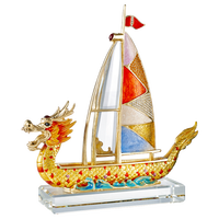 RORO nouveau Style chinois décoration de la maison salon bureau moderne luxe décoration de la maison émail couleur Dragon bateau décoration