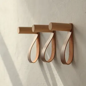 Leather Hook Hanger Hat Coat Door Clothes Rack Creative Wall Wood Decorate European HK-265 Hooks & Rails Clothing 1 Hook