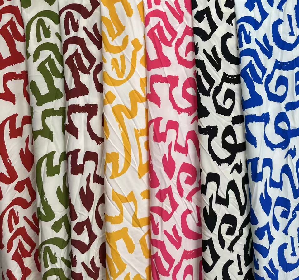 Geometric Pattern Fabric 4-Way Elastic Woven Plain Printed Stretch ...