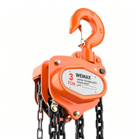 Palans à chaîne manuels WEMAX, capacité de 2 à 3 tonnes, métal, vitesse de levage de 6 m/min, fonctionnement au sol, garantie d'un an