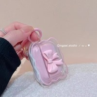 2025 nouveau doux vague bord rose dégradé nœud papillon Transparent TPU pour Airpos Pro 1 2 3 4 étui sans fil Bluetooth Silicone couverture souple