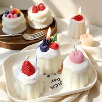 Bougie parfumée gâteau aux fruits, crème de fraise, dessert, faite à la main, en cire de soja, simulation alimentaire, cadeau parfumé