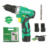 Perceuse à moteur à balais 12V, mandrin de perceuse, contrôle de vitesse infini, batterie lithium rechargeable, garantie 1 an pour le perçage