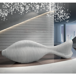 High-End beyaz ofis mobilyaları kavisli resepsiyon masası Modern İş kulübü özelleştirilmiş resepsiyon masası - Product Image 4