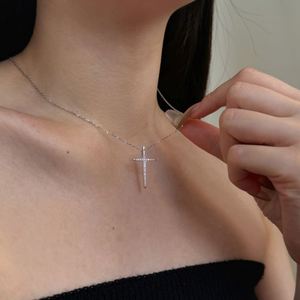 Dylam Dainty Women Jewelry Sterling Silver 5A Cubic Zircon Zirconia Religious Christian <b>Cross</b> Pendant Necklace for Lady Girls - Product Image 5