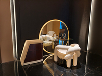 Ensemble de meubles de chambre à coucher de luxe pour villa, lit queen size moderne en cuir avec tête de lit à éclairage LED, suite de chambre pour projet hôtelier