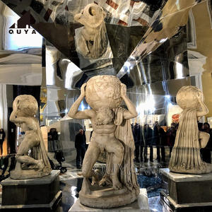 QUYANG sculpté à la main en pierre naturelle dieux grecs Statue grandeur nature marbre blanc Atlas tenant la <span class=keywords><strong>Sculpture</strong></span> du monde - Product Image 6