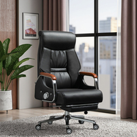 Chaise de bureau de direction ergonomique de luxe contemporaine en cuir PU avec base pivotante et réglage manuel de la hauteur pour conférence et réception