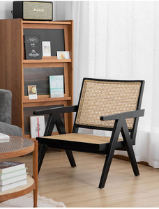 Chaise longue de canne en osier de conception de bras en bois massif de haute qualité chaise de salle à manger de Style moderne pour le café d'hôtel ou l'utilisation de salon - Product Image 6