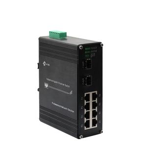 Industrieller 8-Port Gigabit PoE+ Switch mit Dualen SFP-Glasfaseranschlüssen 30W pro Port Redundante Stromversorgung - Product Image 1