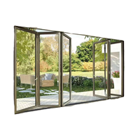 Porte en verre pliante moderne pour patio avec cadre en aluminium, design pliable, utilisation extérieure, surface finie, isolation thermique