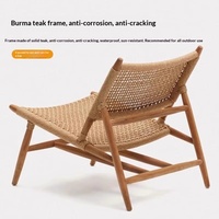 Fauteuil de jardin en teck massif de style nordique DL Outdoor, pour terrasse, maison de vacances, résistant à l'eau et au soleil, mobilier amovible