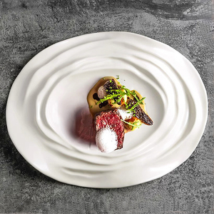 Assiettes à sushi en céramique Vajilla Vague Ondulation Vaisselle Restaurant Dessert Poterie Sashimi Assiettes en porcelaine - Product Image 6