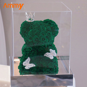 AM-PFE37C Ammy Orsacchiotto <span class=keywords><strong>di</strong></span> <span class=keywords><strong>Rose</strong></span> Eterne da 25cm in Scatola Acrilica, Regalo per San Valentino, Natale e Festa della Mamma - Product Image 6
