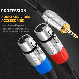 Bochara 3.5mm stéréo <span class=keywords><strong>Jack</strong></span> mâle vers double <span class=keywords><strong>XLR</strong></span> <span class=keywords><strong>femelle</strong></span> OFC câble Audio feuille + tressé blindé Audio professionnel 1m 2m 3m - Product Image 4