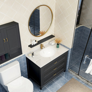 Modern Nordic <b>solid</b> <b>wood</b> bathroom cabinet simple washstand washbasin cabinet combination bathroom basin - Product Image 2