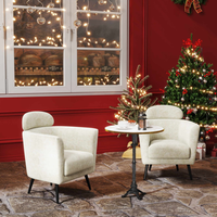 Fauteuil d'appoint moderne en tissu blanc avec pieds en bois d'hévéa, fauteuil de détente rembourré pour salon, chambre à coucher, hôtel