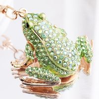 Porte-clés grenouille en strass étincelant vert, avec cristaux incrustés, breloque de sac animal amphibie mignonne, cadeau tendance