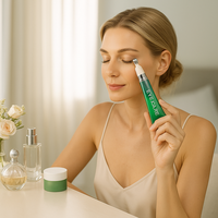 Tubes en plastique à presser vides avec couvercle transparent personnalisé et logo PE de 20ml avec pompe à pression et applicateur en métal pour crème contour des yeux