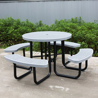 Table de pique-nique ronde en métal commerciale d'extérieur mobilier de jardin table à manger en acier table basse de patio extérieur avec trou pour parapluie