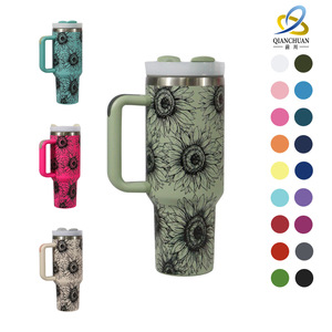 Stainless Steel Tumbler 40oz Insulated With Sunflower Design Travel Mug - Product Image 2