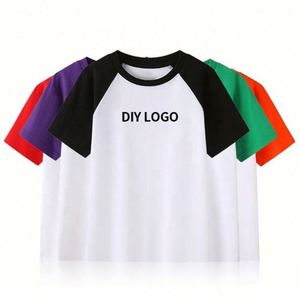 Camisetas de Cuello Redondo de Algodón Casual Tejidas Saludables para Niños, Combinación de Colores, con Logotipo Personalizado para Niños y Niñas - Product Image 4