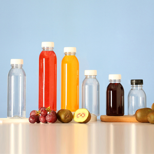 Factory Direct Supply 200~500ml Transparent Round PET Mineral Water Bottles Disposable Plastic Beverage Juice Drinking Bottle