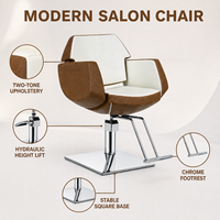 Chaise de salon de coiffure pivotante à 360 degrés, réglable en hauteur, en cuir PU personnalisé de qualité supérieure, avec repose-pieds